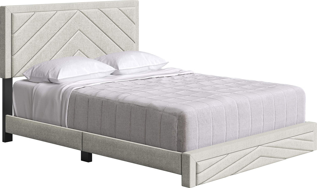 Boyd Sleep Barcelona Upholstered Platform Bed with Headboard and Durable Mattress Foundation with Strong 14 Wood Slat Supports, No BoxSpring Required: Queen, White