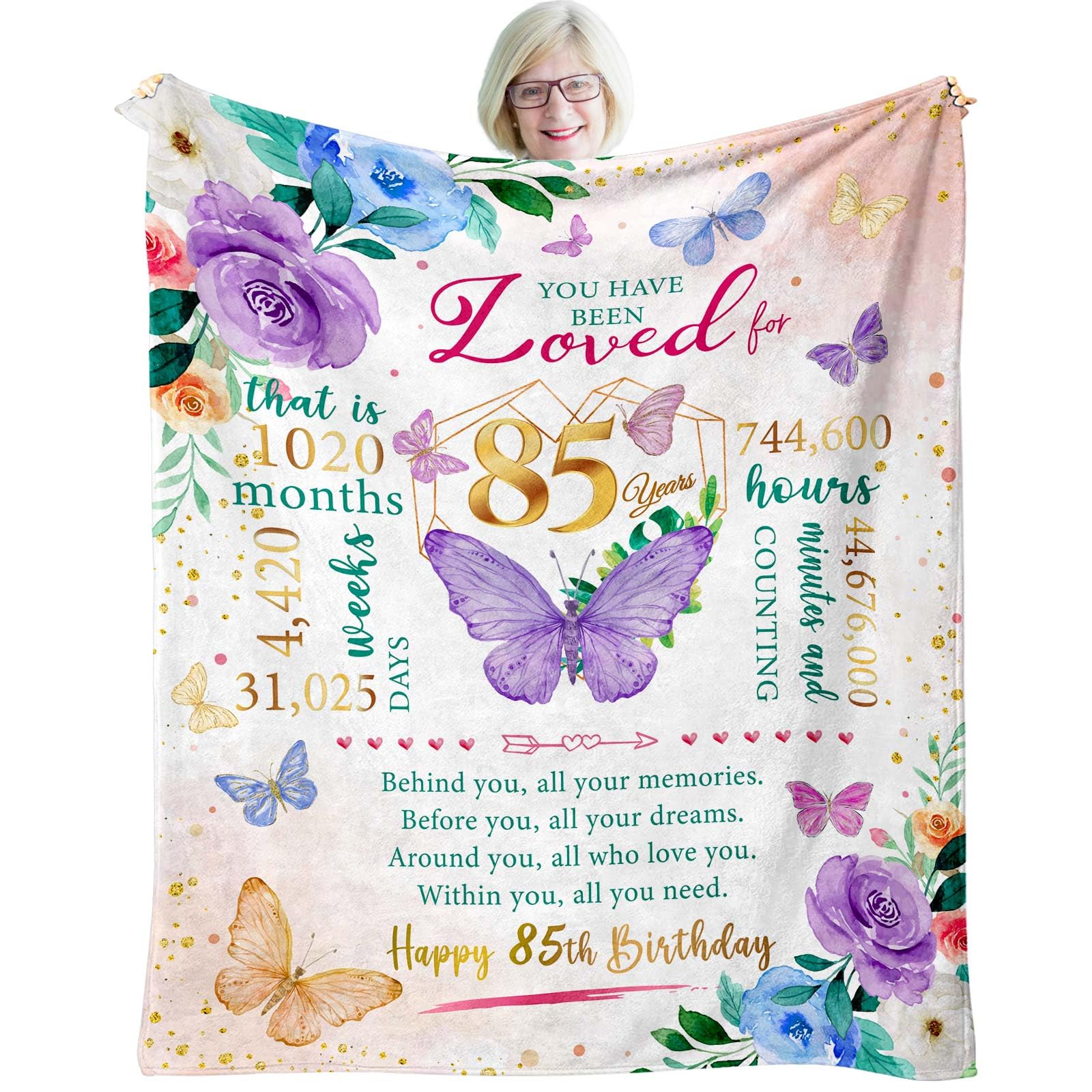 Zwerivp 85Th Birthday Gifts For Women, Women 85Th Birthday Gifts, 85Th Birthday Decorations For Women, Woman 85Th Birthday Throw
