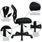 Flash Furniture Neri Low Back Black Mesh Swivel Task Office Chair with Curved Square Back