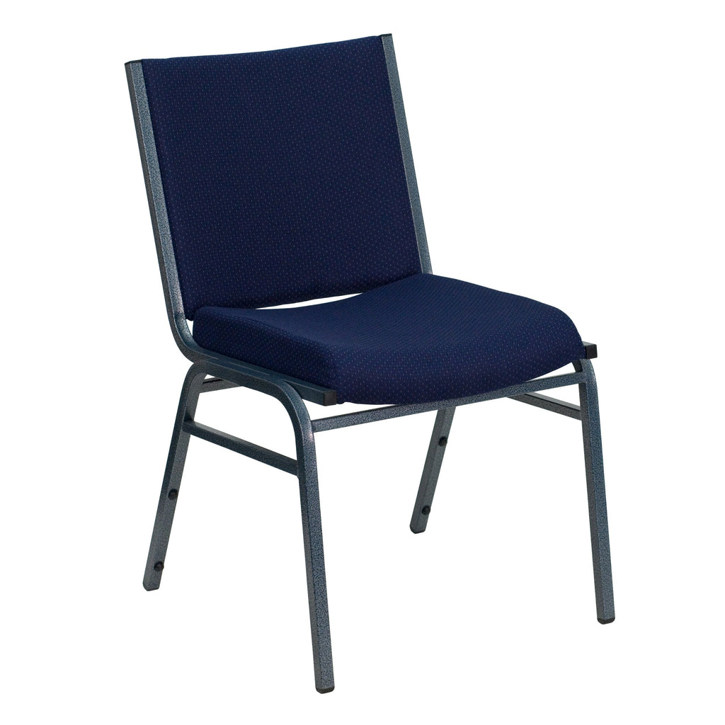 Flash Furniture HERCULES Series Heavy Duty Navy Blue Dot Fabric Stack Chair with Ganging Bracket