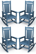 KINGYES HDPE Patio Rocking Chair Set of 4, Outdoor Rocking Chairs Porch Rocker for Adults, Navy