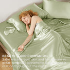 Bedsure Satin Sheets Full - Similar To Silk Sheets, Silky Bedsheet, Luxury & Ultra Soft, Non-Fading & Wrinkle Free, Good For Hair & Skin, Gifts For Women, 4 Pieces, Sage Green