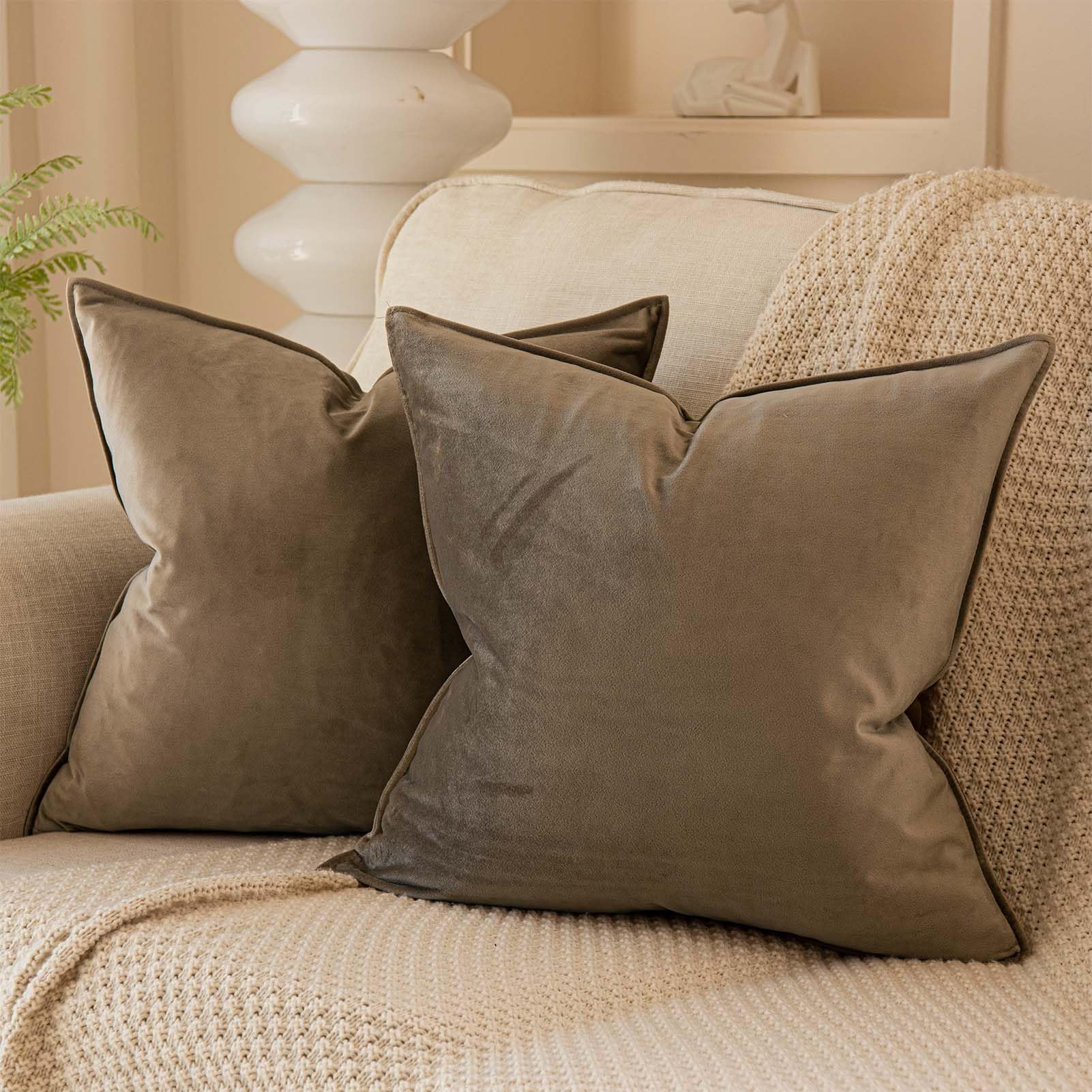 Juspurbet Stone Decorative Velvet Throw Pillow Covers 24X24 Inch Set Of 2,Broadside Soft Cushion Case With Invisible Zipper For