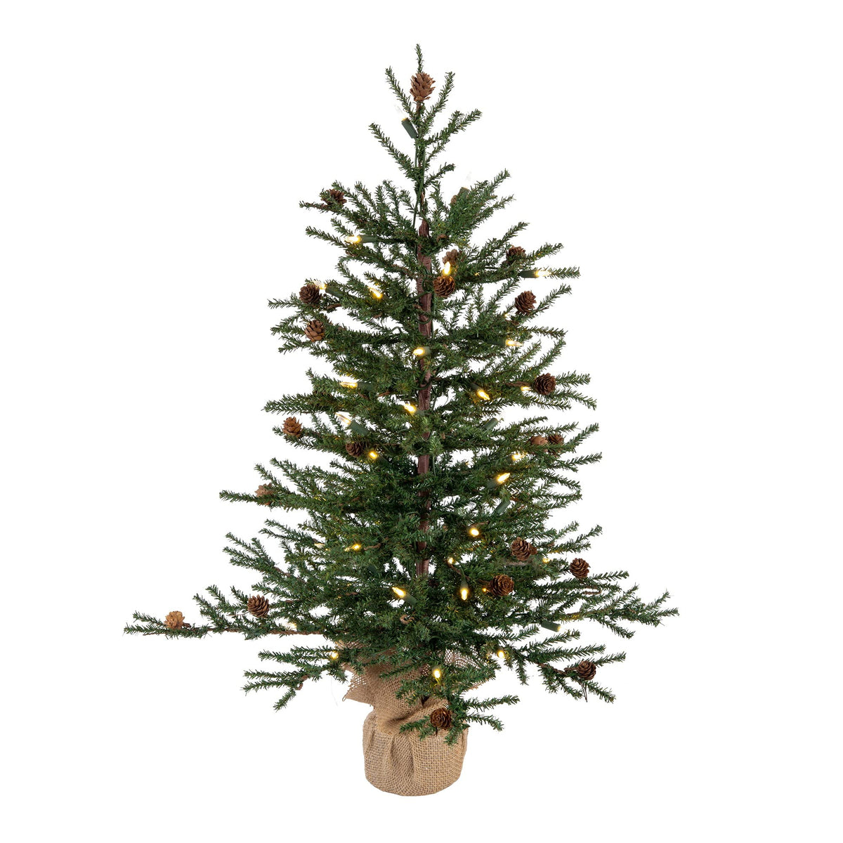 Vickerman 30 Inch  Tall Caramel Pine Artificial Christmas Tree, 50 Warm White Italian Led Mini Lights, Seasonal Indoor Home Decor Wit
