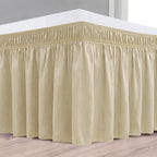 Biscaynebay Wrap Around Bed Skirts For King & Cal King Beds 19' Long Drop, Sand Adjustable Elastic Dust Ruffles Easy Fit Wrinkl