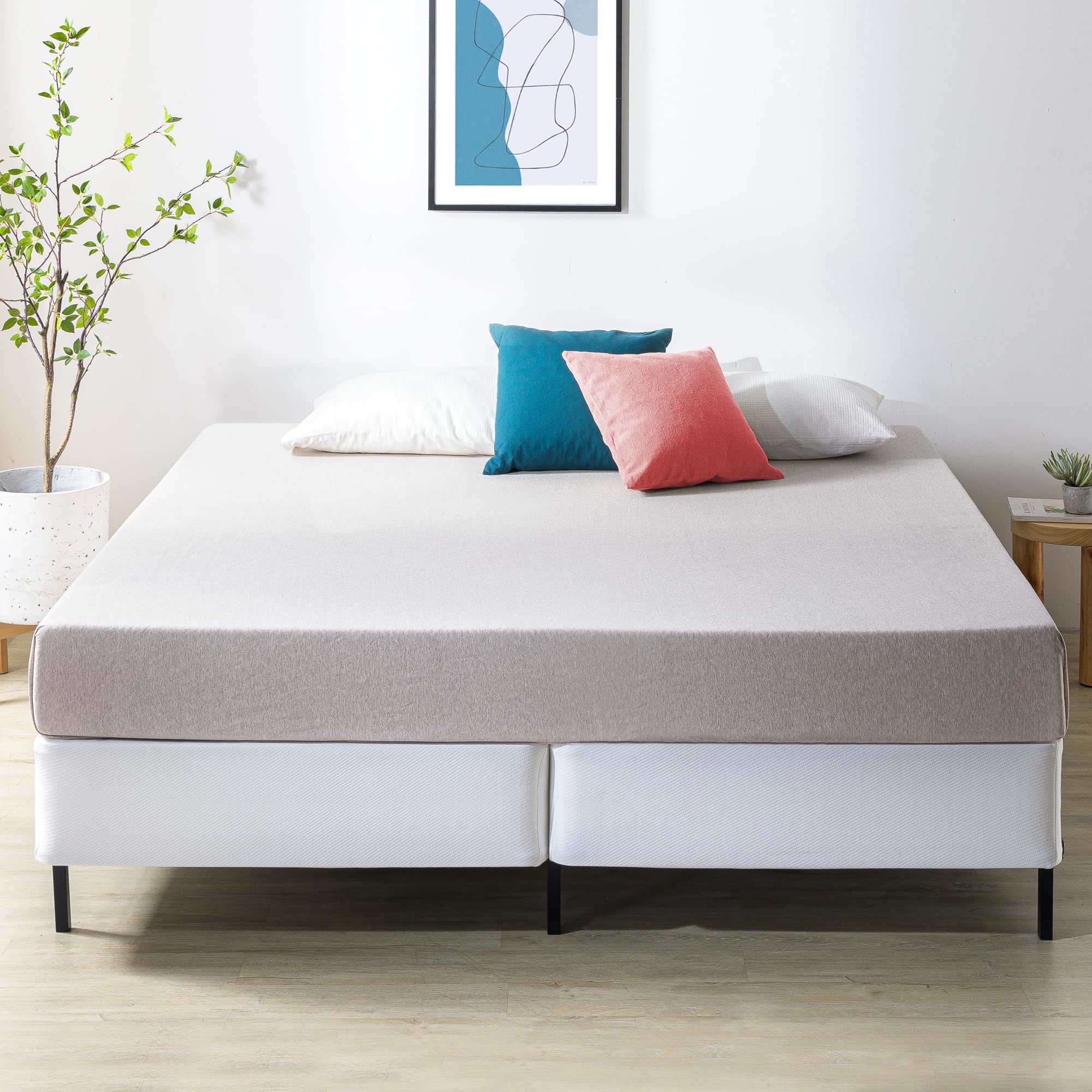 ZINUS No Assembly Metal Box Spring / 9 Inch White Mattress Foundation / Sturdy Metal Structure, Split Cal King