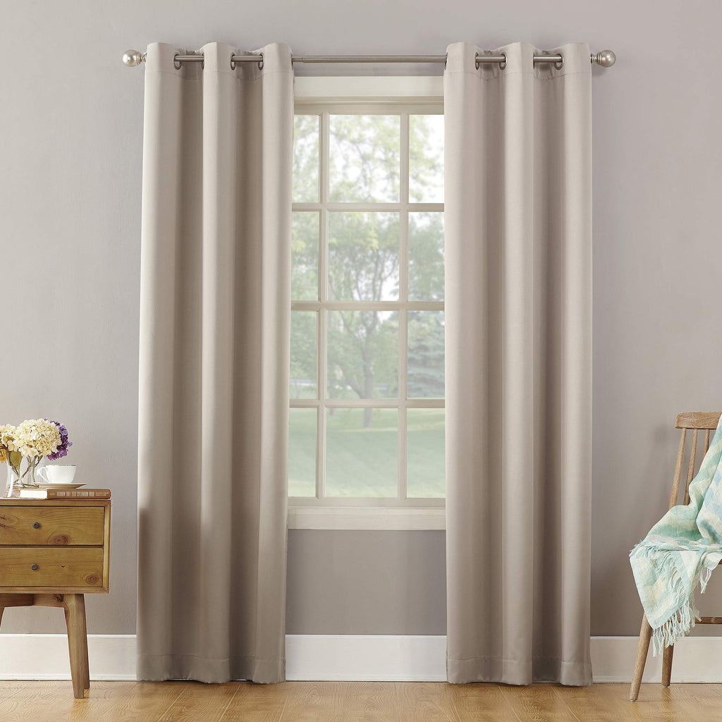 Sun Zero Becca Energy Efficient Grommet Curtain Panel, 40'' x 95'', Stone