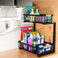 Under Desk Organiser, 2 Tier Pull Out Closet Organizer  Adjustable Height, Left Or Right Installed  Smooth Pull Out Drawers, H
