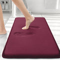Smiry Memory Foam Bath Mat 30 x 20, Extra Soft Absorbent Bathroom Rugs Non Slip Bath Rug Runner for Shower Bathroom Floors, Burg