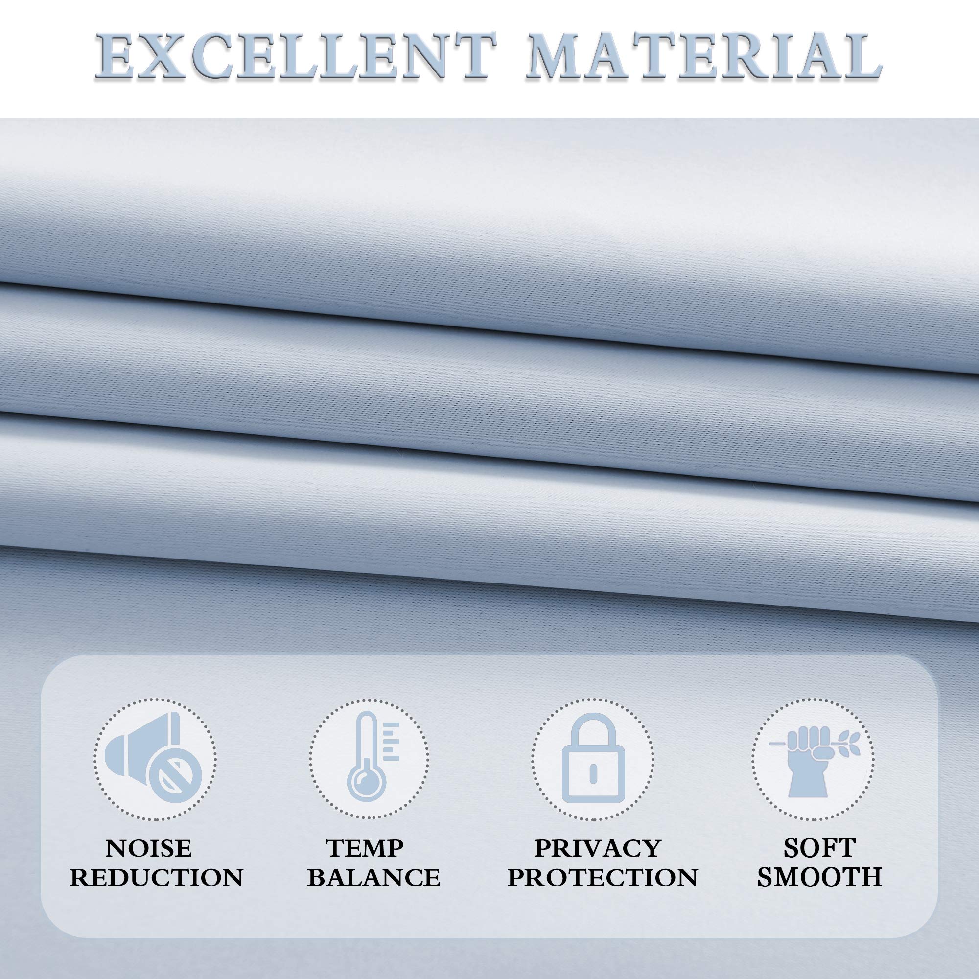 Donren Light Blue Tier Curtain Panels For Small Window - Thermal Insulated Room Darkening Rod Pocket Valance Curtains For Livingroom (Dream Blue,52 By 24 Inch 2 Panels)