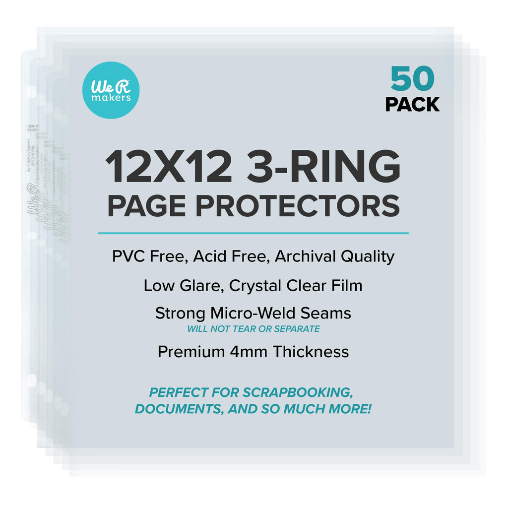 We R Memory Keepers, Page Protector Sleeve Set,12 X 12, Includes 50 Pages, Non-Glare, Compatible With Most 3 Ring Albums, Perfec