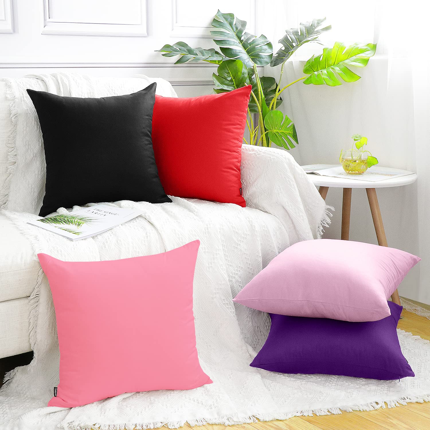 Coddsmz 6 Pack Decorative 100% Cotton Pillow Covers Square Cushion Cover Solid Diy Throw Pillowcase For Spring Home Bed Sofa Hal