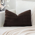 Otostar Corduroy Decorative Throw Pillow Covers 12X20 Inch Super Soft Boho Striped Rectangle Pillow Covers Case Modern Cushion Covers For Sofa Couch Bedroom Car Decor Dark Brown