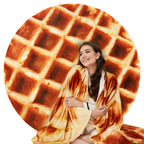 Lhedon Waffle Blanket Adult Size, 71 Inch Food Blanket, Birthday Gifts For Women Men, Funny Gifts Round Flannel Blankets For Bed