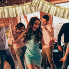 Beishida 3 Packs Metallic Foil Fringe Garland Champagne Wall Hanging Tinsel Fringe Banners For Car Floats Bridal Shower Wedding