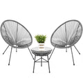Best Choice Products 3-Piece Outdoor Acapulco All-Weather Patio Conversation Bistro Set W/Plastic Rope, Glass Top Table And 2 Chairs - Gray