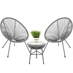 Best Choice Products 3-Piece Outdoor Acapulco All-Weather Patio Conversation Bistro Set W/Plastic Rope, Glass Top Table And 2 Chairs - Gray