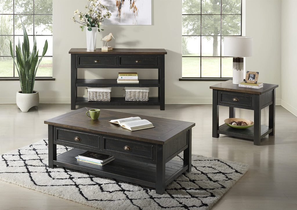 Martin Svensson Home Solid Wood Coffee Table, Black with Brown Top