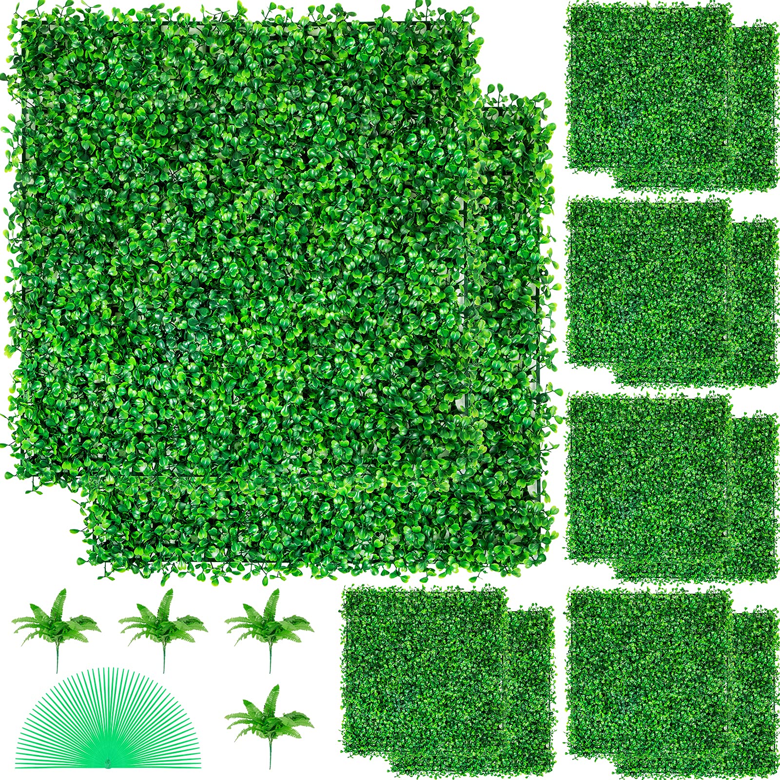 Vevor 12Pcs 20X20Inch Artificial Boxwood Panels,Boxwood Hedge Wall Panels,Artificial Grass Backdrop Wall 1.6',Privacy Hedge Scr