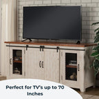 Martin Svensson Home Entertainment Center Solid Pine Wood Rustic TV Stand White and Honey Finish 65"