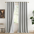 NICETOWN Grey Long Linen Full Shade Panels, 62 Wide x 108 Long, Pair of Thermal Insulated & Energy Efficiency Blackout Curtains 