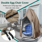 ?Upgraded?Patio Egg Chair Covers With Zipper, Wicker Egg Swing Chair Covers, Waterproof Heavy Duty Weather Resisatnt Outdoor Chair Cover, Windproof Hanging Chair Cover, 75' X 45', Khaki, 1 Pack