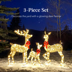 Best Choice Products 3-Piece Rattan Deer Family Set - 5FT Lighted Outdoor Christmas Decoration - Brown Metal