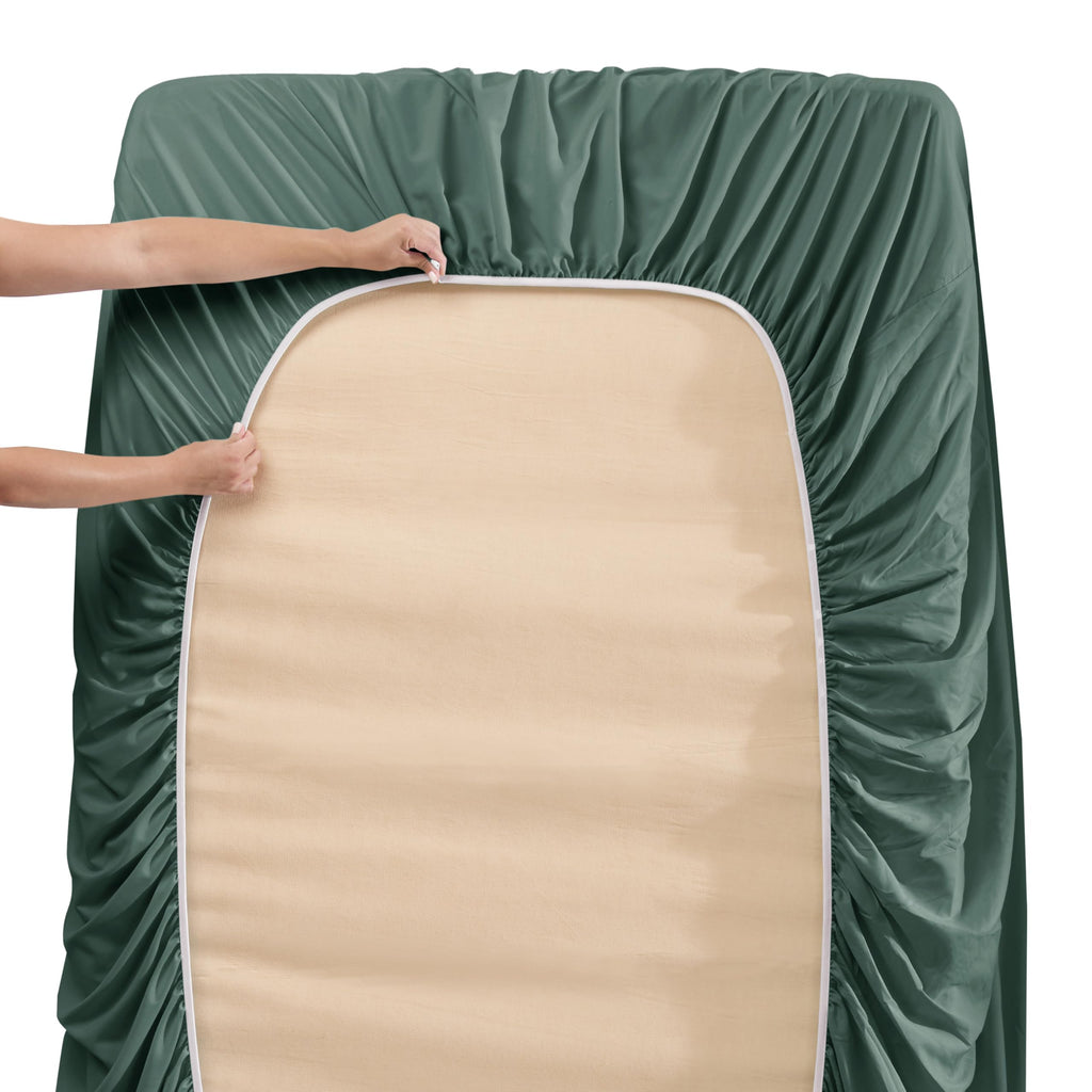 Nestl Extra Deep Pocket Sheets - Fits Mattress 18-24 Inches Deep, Extra Deep Pocket King Size Sheets Sets, 4 Piece King Size Sheets, King Sheets Deep Pocket, Forest Green Sheets