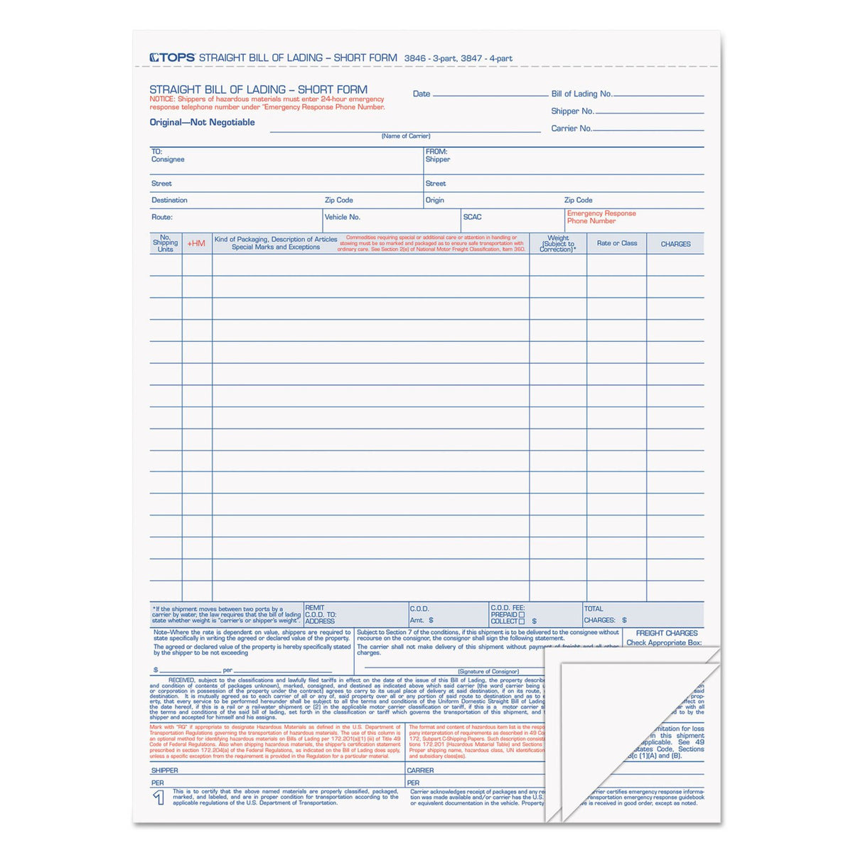 Top3846 - Tops Bill Of Lading