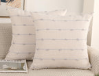 NUYECY Set of 2 Boho Throw Pillow Covers 30x30,Stone Grey and White Neutral Couch Pillow Case with Tassel Fringe Decorative,Mode