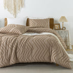 Litanika Taupe King Comforter Set, 3 Pieces Lightweight Tufted Bedding Sets, Down Alternative Comforter Fluffy Bed Set Gift Choi