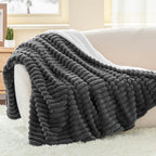 Infiixso Sherpa Throw Blanket For Couch - Super Soft & Warm Striped Fleece Blanket, Cozy Plush Fluffy Blanket All Season Use (Gr