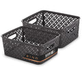 BINO l Plastic Storage Baskets, Medium - Grey | THE BLOSSOM COLLECTION l Multi-Use Organizer Bin l Built-in Handles l Plastic Wo