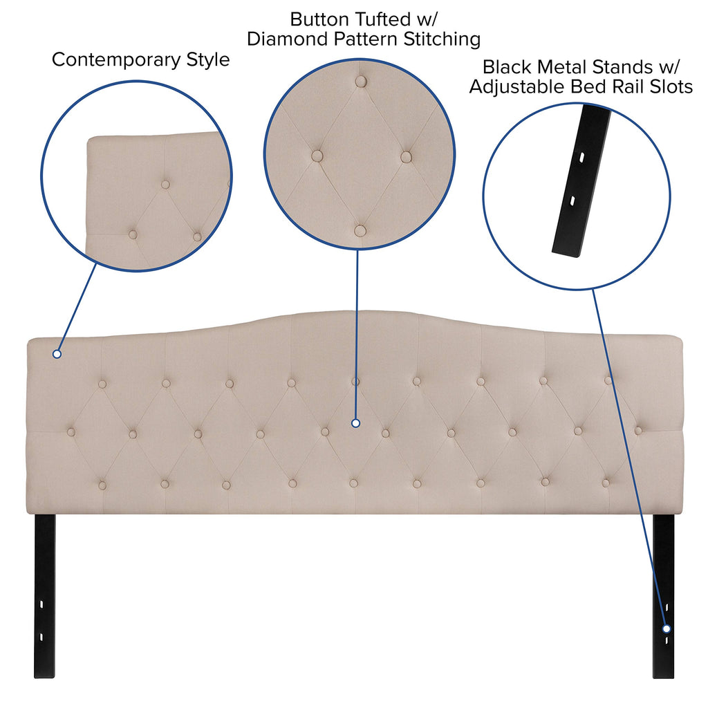 Flash Furniture Cambridge Tufted Upholstered King Size Headboard In Beige Fabric