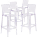4 Pk. Ghost Barstool in Transparent Crystal with Square Back