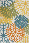 Nourison Aloha Indoor/Outdoor Floral Turquoise Multicolor 3'6' X 5'6' Area Rug, (4' X 6')