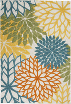 Nourison Aloha Indoor/Outdoor Floral Turquoise Multicolor 3'6' X 5'6' Area Rug, (4' X 6')