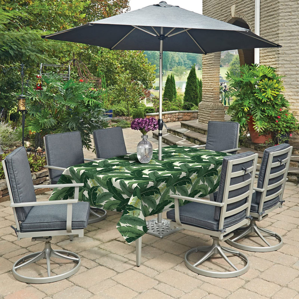 Lvtxiii Outdoor Tablecloth With Umbrella Hole And Zipper, 60 X 84 Inch Water-Repellent Patio Table Cloth, Rectangle Table Covers For Backyard Garden, Clemens Noir Blue