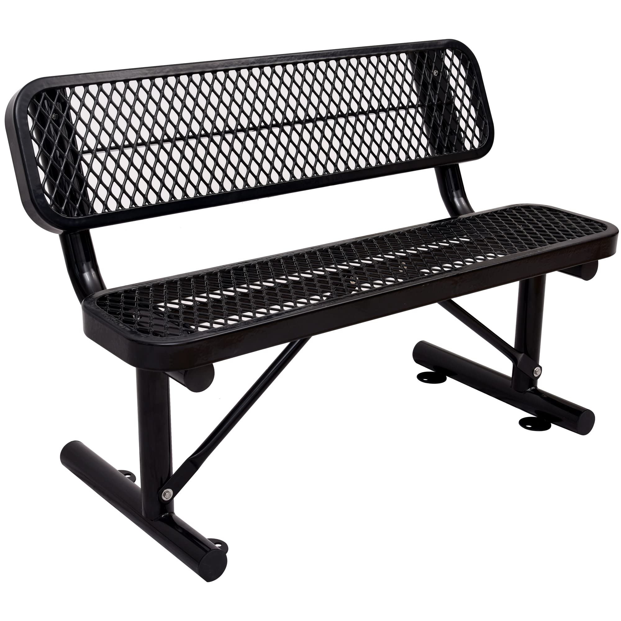 Sunnibety 4 Feet Heavy Duty Metal Park Bench for Outside, Outdoor Bench with Backrest & Portable Frame, Commercial Benches for S