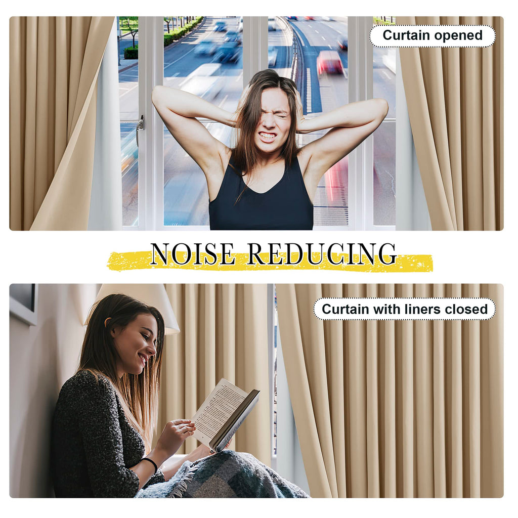 Nicetown White Curtain Liner Panels - Black Out Drapes Liners For 45 Inch Long Curtains, Thermal Insulated Curtains Liner For Wi