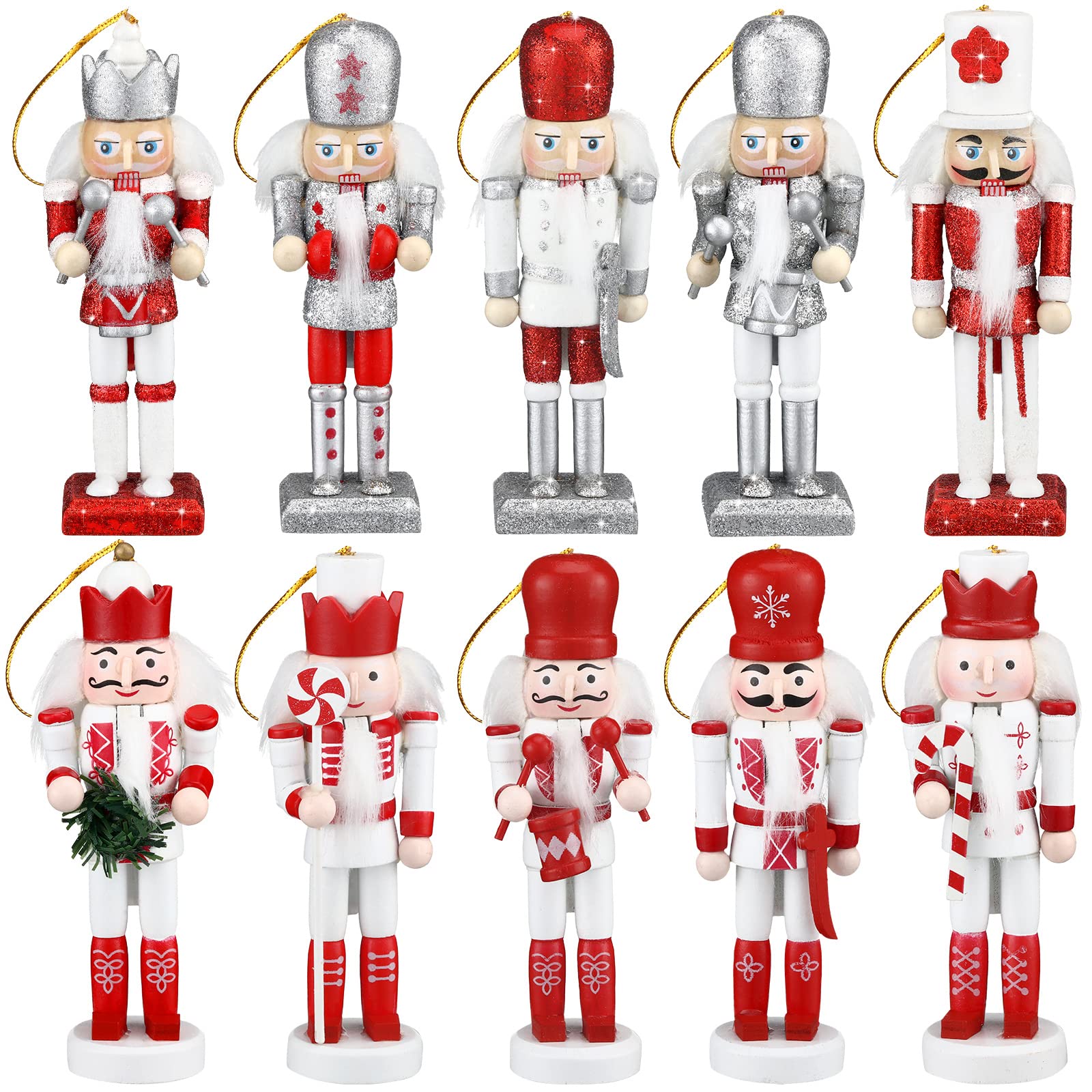 10 Pcs Christmas Nutcracker Ornaments Wooden Nutcracker Hanging Decorations 5 Inch Tall Nutcracker Figures Nutcracker Christmas 