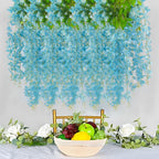 12 Pack Lake Blue Wisteria Hanging Flowers Garland, 3.77 Feet Lake Blue Artificial Wisteria Flower Vines, Fake Lake Blue Wisteri