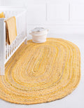 Unique Loom Braided Chindi Collection Area Rug - Layer (3 3 x 5 1 Oval, Yellow Orange/ Olive)