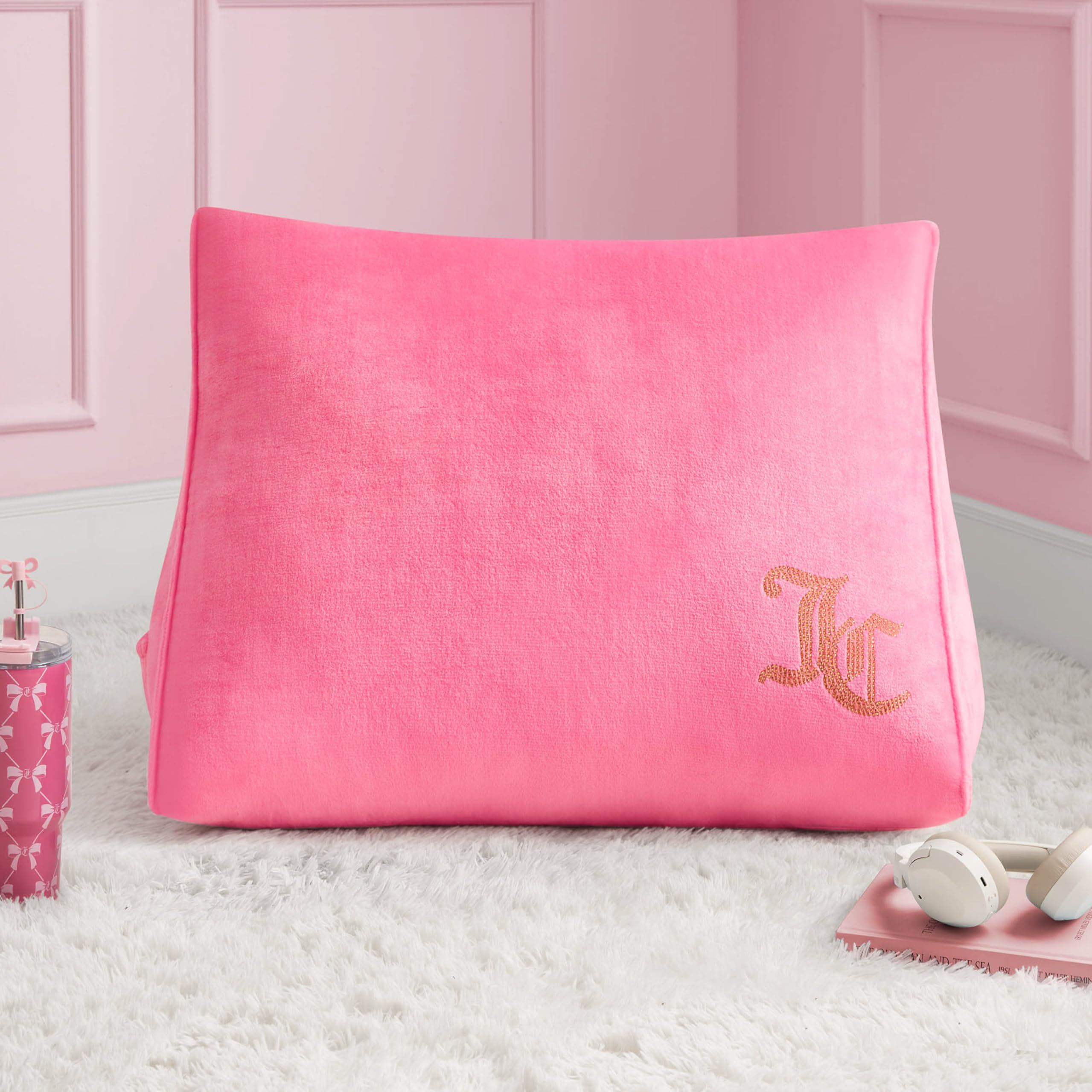 Juicy Couture Rhinestone Wedge 24 x 18 Pillow, Hot Pink