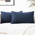 Mixhug Decorative Boucle Throw Pillow Covers, Midnight Blue, 12 X 20 Inches, Pack Of 2 - Textured Boho Pillow Covers For Couch A