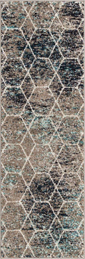 Unique Loom Trellis Frieze Collection Area Rug - Geometric (2 x 6 Runner, Blue Multi/ Ivory)