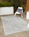 Unique Loom Outdoor Solid Collection Area Rug (7' 10'' x 10' Rectangle Light Gray/Ivory)
