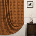 Boho Farmhouse Pumpkin Orange Shower Curtain Woven Fabric Shower Curtain, 72 x 72 Tufted Pleat Floral Puffs Textured Modern Farm
