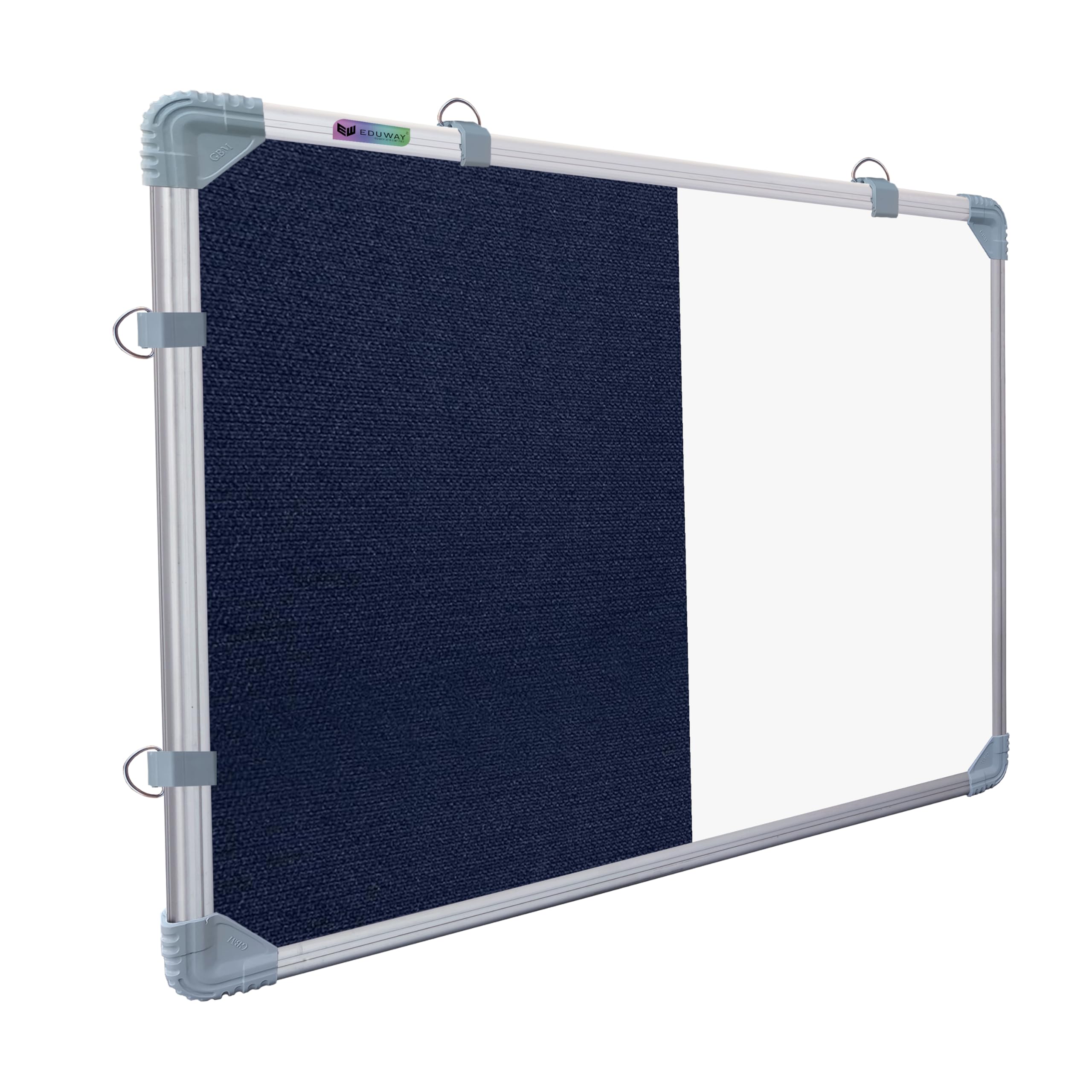Eduway Combination Board 1.5X2 Feet (Non-Magnetic Whiteboard With Blue Pin-Up Notice Board With Push Pins For Home, School & Off