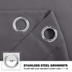 Nicetown Kitchen Blackout Tiers Window Curtains Over Sink - Thermal Insulated Home Decor Small Blackout Grommet Winow Tiers For Short Window (52W By 24L With 1.2 Inches Header, Grey, 2 Panels)